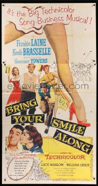 8j275 BRING YOUR SMILE ALONG 3sh '55 Frankie Laine, sexy Constance Towers, first Blake Edwards!