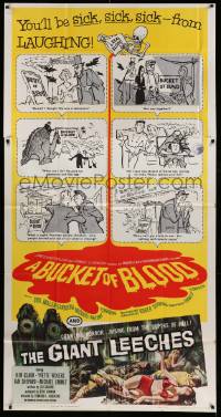8j277 BUCKET OF BLOOD/GIANT LEECHES 3sh '59 you'll be sick sick sick from LAUGHING!