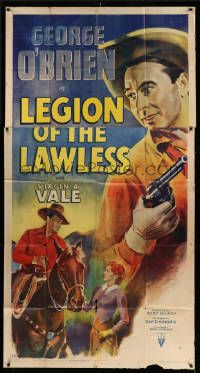 8j366 LEGION OF THE LAWLESS style A 3sh '40 George O'Brien w/gun & on horse by pretty Virginia Vale!