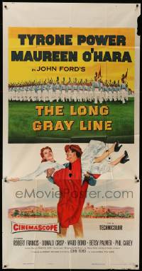 8j374 LONG GRAY LINE 3sh '54 art of Tyrone Power carrying Maureen O'Hara, plus West Point cadets!