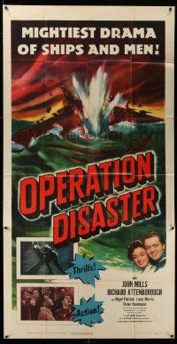 8j413 OPERATION DISASTER 3sh '51 John Mills, Richard Attenborough, mightiest drama of ships & men!