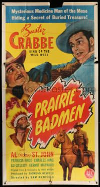 8j420 PRAIRIE BADMEN 3sh '46 cowboy Buster Crabbe King of the Wild West looks for buried treasure!