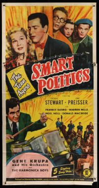 8j454 SMART POLITICS 3sh '48 Gene Krupa playing drums, Teen Agers Freddie Stewart & June Preisser!