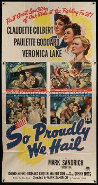 8j455 SO PROUDLY WE HAIL 3sh '43 Claudette Colbert, Veronica Lake & Paulette Goddard in WWII!