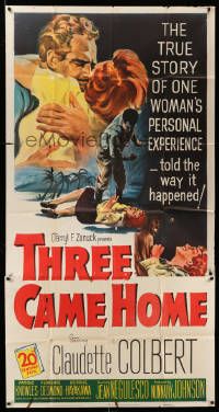 8j475 THREE CAME HOME 3sh '49 Claudette Colbert in true story of a woman's personal experience!