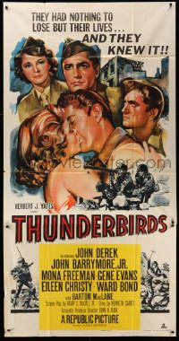 8j476 THUNDERBIRDS 3sh '52 John Derek & John Barrymore had nothing to lose but their lives!