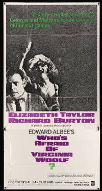 8j502 WHO'S AFRAID OF VIRGINIA WOOLF int'l 3sh '66 Elizabeth Taylor, Richard Burton, Mike Nichols