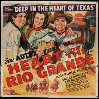 8j214 HEART OF THE RIO GRANDE 6sh '42 Gene Autry sings Deep in the Heart of Texas, cool art!