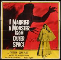 8j216 I MARRIED A MONSTER FROM OUTER SPACE 6sh '58 huge image of Gloria Talbott & alien shadow!