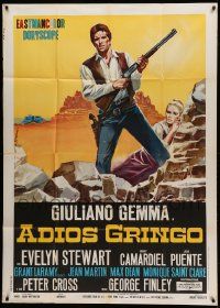 8j513 ADIOS GRINGO Italian 1p '66 Sandro Symeoni art of cowboy Giuliano Gemma, spaghetti western!