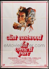8j524 ANY WHICH WAY YOU CAN Italian 1p '81 Bob Peak art of Clint Eastwood & Clyde the orangutan!