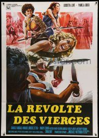 8j526 ARENA Italian 1p '74 great different artwork of Pam Grier & sexy gladiator women!