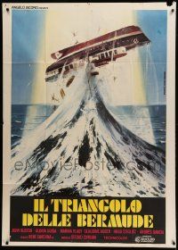 8j540 BERMUDA TRIANGLE Italian 1p '78 wild Piovano art of ship tossed upside-down in the ocean!
