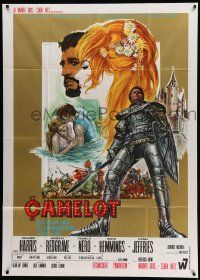 8j567 CAMELOT Italian 1p '68 Harris as King Arthur, Redgrave as Guenevere, different Casaro art!