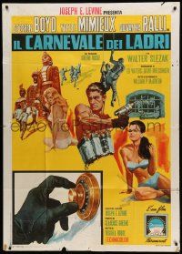 8j569 CAPER OF THE GOLDEN BULLS Italian 1p '67 Stephen Boyd, Yvette Mimieux, cool bank robbery art!