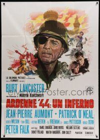8j572 CASTLE KEEP Italian 1p '69 Burt Lancaster with eyepatch in World War II, cool montage art!