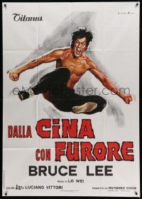 8j579 CHINESE CONNECTION Italian 1p R1970s Lo Wei's Jing Wu Men, kung fu Bruce Lee, art by Ciriello!