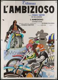 8j036 CLIMBER Italian 2p '75 different Morelli art of Joe Dallesandro & bikers on motorcycles!