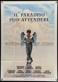 8j694 HEAVEN CAN WAIT Italian 1p 1978 Birney Lettick art of angel Warren Beatty, football!