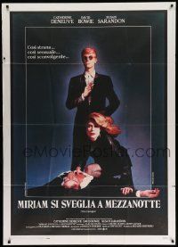 8j710 HUNGER Italian 1p '83 great image of vampire Catherine Deneuve & rocker David Bowie!