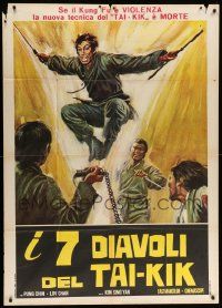 8j714 I 7 DIAVOLI DEL TAI-KIK Italian 1p '73 different kung fu art of swordsman attacking 3 guys!