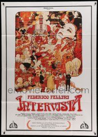 8j729 INTERVISTA Italian 1p '87 Federico Fellini, wonderful montage art by Milo Houston!