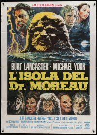 8j731 ISLAND OF DR. MOREAU Italian 1p '77 mad scientist Burt Lancaster, Enzo Sciotti monster art!