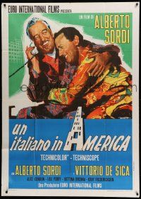 8j733 ITALIAN IN AMERICA Italian 1p '67 Enrico De Seta art of Alberto Sordi & Vittorio de Sica!