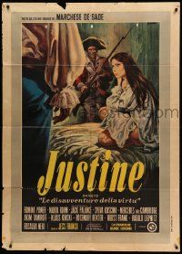 8j740 JUSTINE Italian 1p '69 directed by Jess Franco, different art by Renato Casaro!