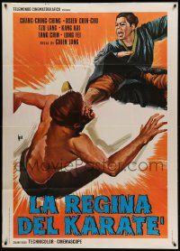 8j748 KUNG-FU MAMA Italian 1p '74 great Aller art of old woman kicking tough guy in mid-air!