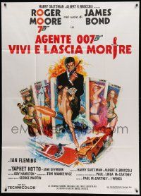 8j766 LIVE & LET DIE Italian 1p R70s McGinnis art of Roger Moore as James Bond & sexy tarot cards!