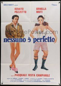 8j812 NESSUNO E PERFETTO Italian 1p '81 wacky art of Ornella Muti & man with switched body parts!