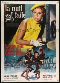 8j816 NIGHT IS MADE FOR STEALING Italian 1p R70s great Franco art of sexy thief Catherine Spaak!