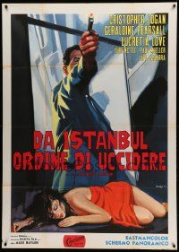 8j831 ORDERS TO KILL- FROM ISTANBUL Italian 1p '65 Serafini art of spy w/gun over near-naked woman!