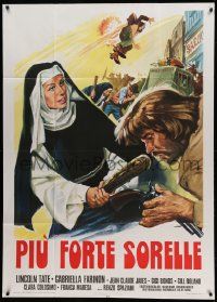 8j838 PIU FORTE SORELLE Italian 1p R75 great spaghetti western art of nuns beating up cowboys!