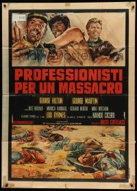 8j844 PROFESSIONALS FOR A MASSACRE Italian 1p '67 Gasparri art of Hilton, Martin & Edd Byrnes!