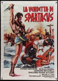8j859 REVENGE OF SPARTACUS Italian 1p R70s La vendetta di Spartacus, Aller sword & sandal art!