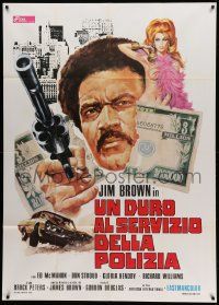 8j896 SLAUGHTER'S BIG RIPOFF Italian 1p '74 the mob put the finger on BAD Jim Brown, cool art!