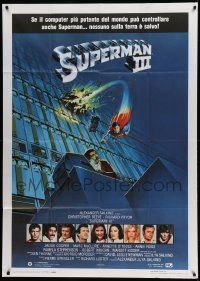 8j916 SUPERMAN III Italian 1p '83 art of Christopher Reeve flying with Richard Pryor by L. Salk!