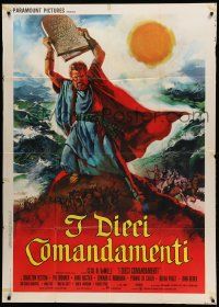 8j923 TEN COMMANDMENTS Italian 1p R70s Cecil B. DeMille, Iaia art of Charlton Heston w/tablets!