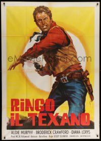 8j926 TEXICAN Italian 1p R71 different full-length art of cowboy Audie Murphy firing his gun!