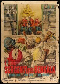 8j933 THREE SERGEANTS OF BENGAL Italian 1p '65 Umberto Lenzi, cool art by Averardo Ciriello!