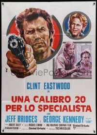 8j936 THUNDERBOLT & LIGHTFOOT Italian 1p '74 different Avelli artwork of Clint Eastwood with gun!