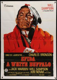 8j978 WHITE BUFFALO style A Italian 1p '77 great different art of Will Sampson as Crazy Horse!