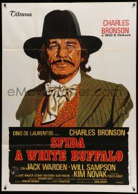 8j979 WHITE BUFFALO style B Italian 1p '77 different art of Charles Bronson as Wild Bill Hickok!