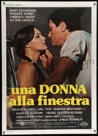 8j988 WOMAN AT HER WINDOW Italian 1p '77 romantic c/u of sexy Romy Schneider & Philippe Noiret!