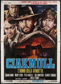8j035 CHUCK MOLL Italian 2p '70 Gasparri art of Leonard Mann & Woody Strode in spaghetti western!