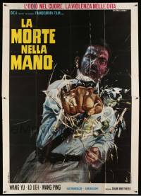 8j078 HAMMER OF GOD Italian 2p '73 cool Tarantelli kung fu art of man punching through poster!