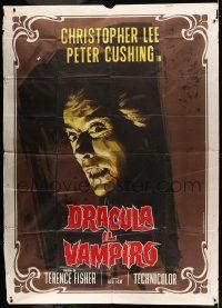 8j082 HORROR OF DRACULA Italian 2p R70 Hammer, great Piovano art of vampire Christopher Lee!