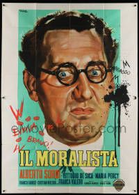 8j086 IL MORALISTA Italian 2p '59 super close up art of Alberto Sordi by Giuliano Nistri!